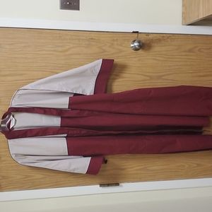 Vintage Christian Dior Monsieur Robe Sleepwear Beige Burgundy Belted One Size